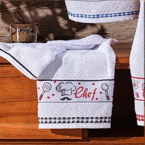 Paño de cocina gourmet a cuadros azul