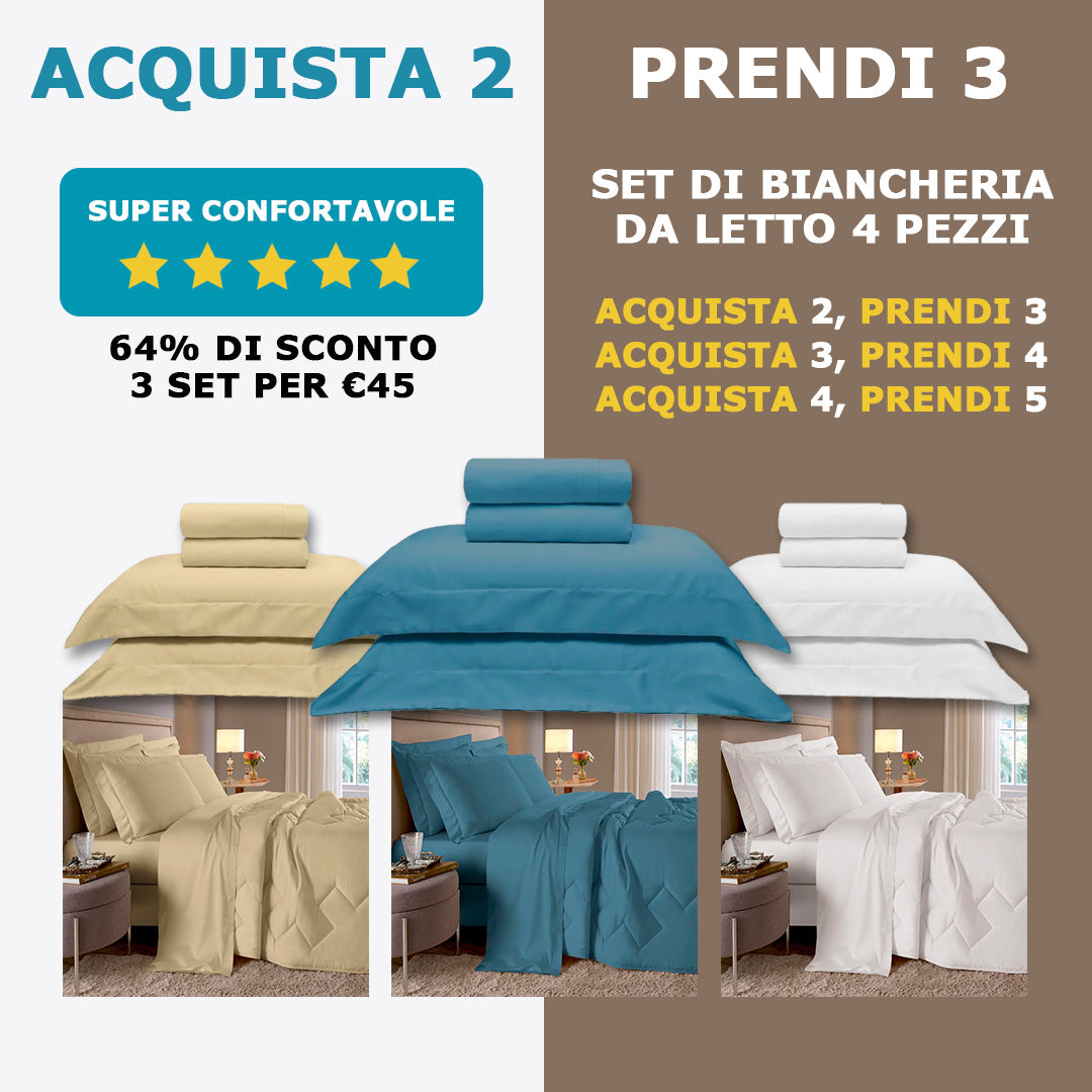 Kit da letto Dream House 400 fili 4 pezzi - π₯ OFFERTA SPECIALE π₯ Acquista 2, Prendine 3
